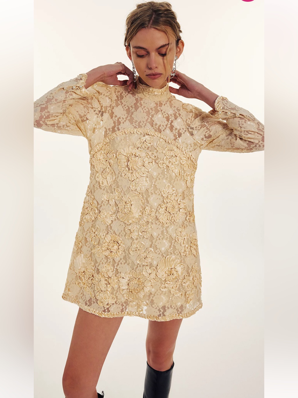Free People Maringue Mini Dress In Cream Combo